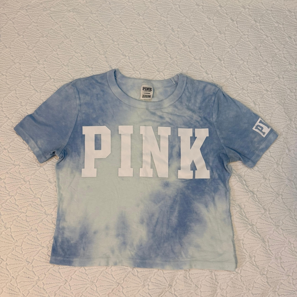 PINK Victoria's Secret Blue Tie-Dye Cropped Tank